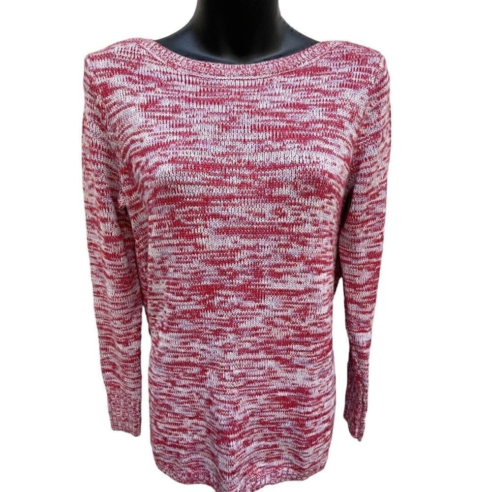 Red Lilac Marled Silver Knit Long Sleeve Pullover Sweater Apt. 9 Womenโs XS